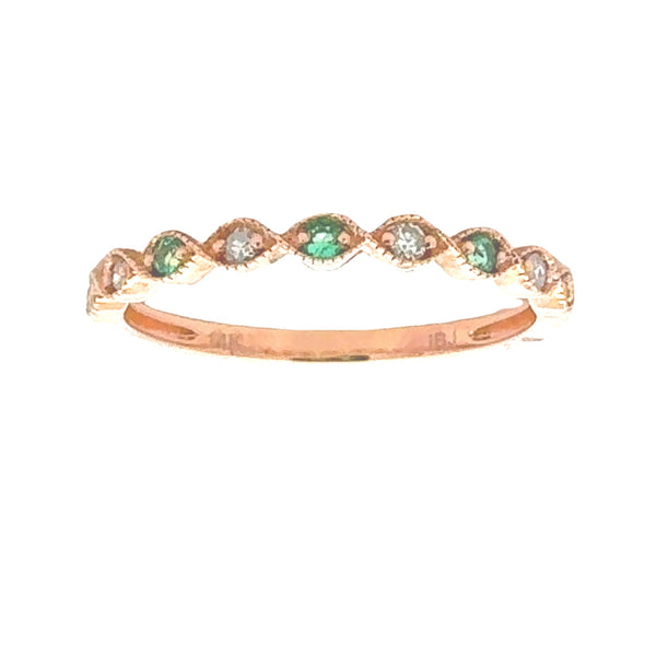 .18ct Emerald Diamond Wedding Band Ring 14KT Rose Gold