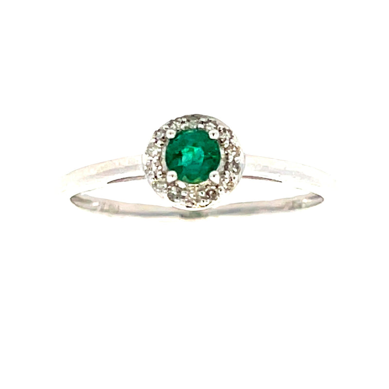 Natural .22ct Emerald Diamond Ring 14KT White Gold