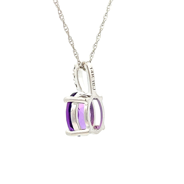 Amethyst Diamond Fashion Pendants 14KT White Gold