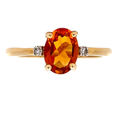 Genuine 1.40ct Citrine Diamond Ring 14KT Yellow Gold