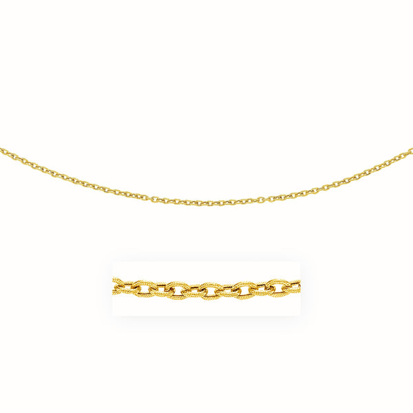 3.5mm 14k Yellow Gold Pendant Chain with Textured Links