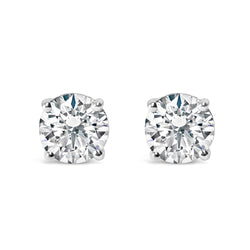 .925 Sterling Silver 1.0 Cttw Round Brilliant Cut Lab Grown White Diamond 4-Prong Classic Solitaire Stud Earrings (F-G Color, VS2-SI1 Clarity)