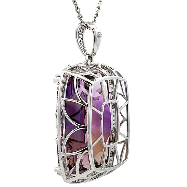 Ametrine Diamond Fashion Pendants 14KT White Gold