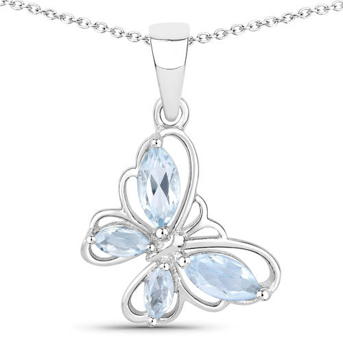 0.78 Carat Genuine Blue Topaz .925 Sterling Silver Pendant