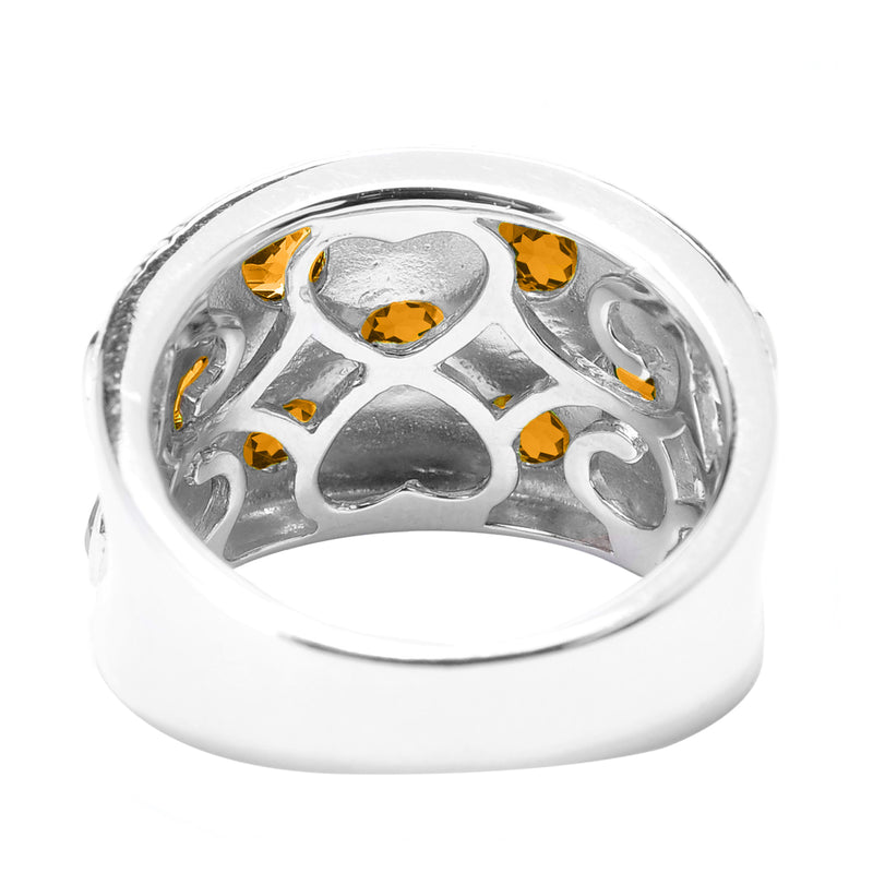 Sterling Silver with Natural Citrine Wide Band Ring