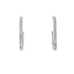 Genuine .18ct Diamond Hoop Earrings 10KT White Gold