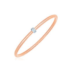 14k Rose Gold Stretch Bangle with Diamonds