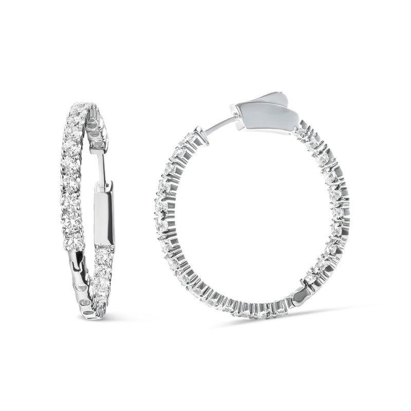 14K White Gold 1.0 Carat Inside Out Lab-grown diamond Fashion Hoop Earrings (F-G Color, VS1-VS2 Clarity)