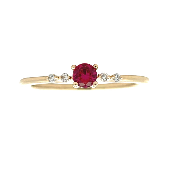 .06ct Created Ruby Diamond Ring 10KT Yellow Gold