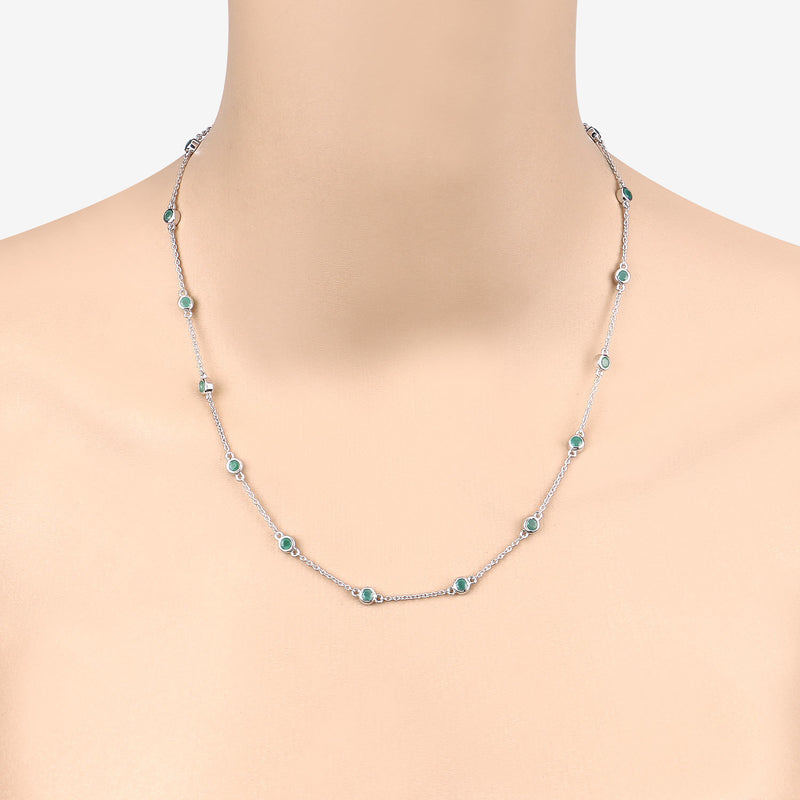 1.80 Carat Genuine Emerald .925 Sterling Silver Necklace