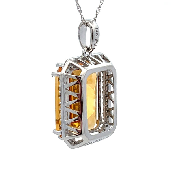 6.70ct Citrine Diamond Fashion Pendants 14KT White Gold