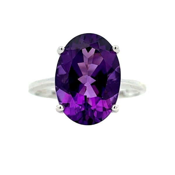 Natural 6.50ct Amethyst Ring 14KT White Gold