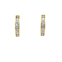 Natural .64ct Diamond Hoop Earrings 18KT Yellow Gold