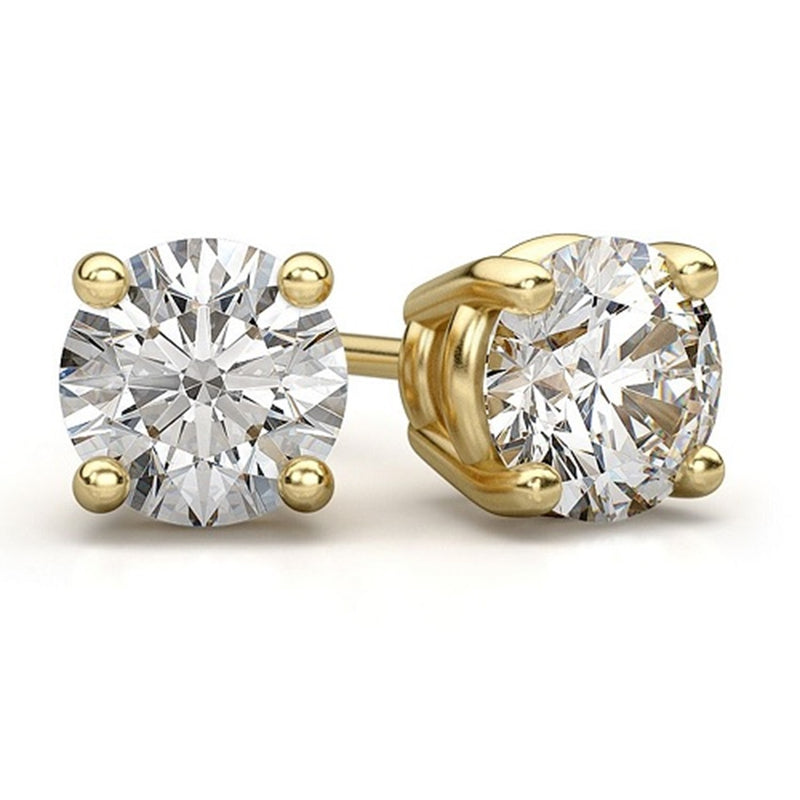 Stud Diamond Earrings 8Ct Round Lab Grown Diamond 14K Gold Push Back Women Jewelry