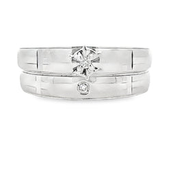 Diamond Engagement Ring Set Sterling Silver 14KT Gold