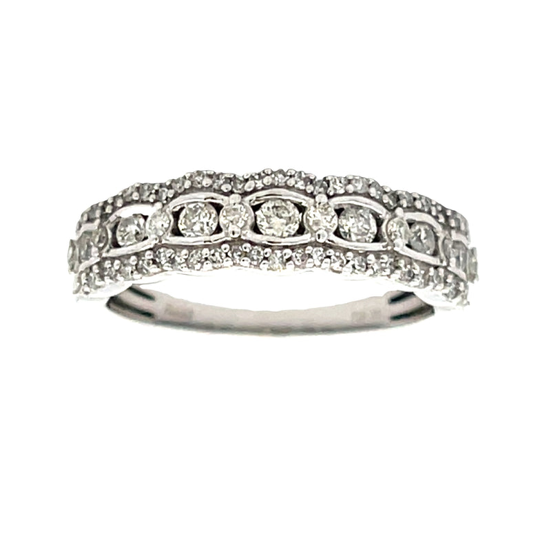 Natural .50ct Diamond Wedding Band Ring 14KT White Gold