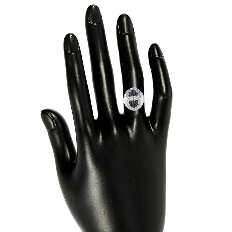 V3 Jewelry Black Spinel & White Topaz Heart Ring