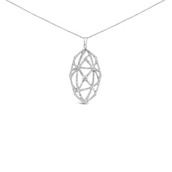 18K White Gold 2 1/4 Cttw Diamond Geometric Open Work Pendant Necklace (F-G Color, VS1-VS2 Clarity) - 18"