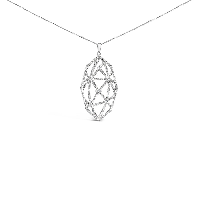 18K White Gold 2 1/4 Cttw Diamond Geometric Open Work Pendant Necklace (F-G Color, VS1-VS2 Clarity) - 18"