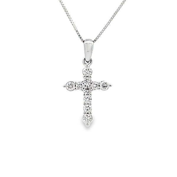 .23ct Diamond Cross Religious Pendant 14KT White Gold