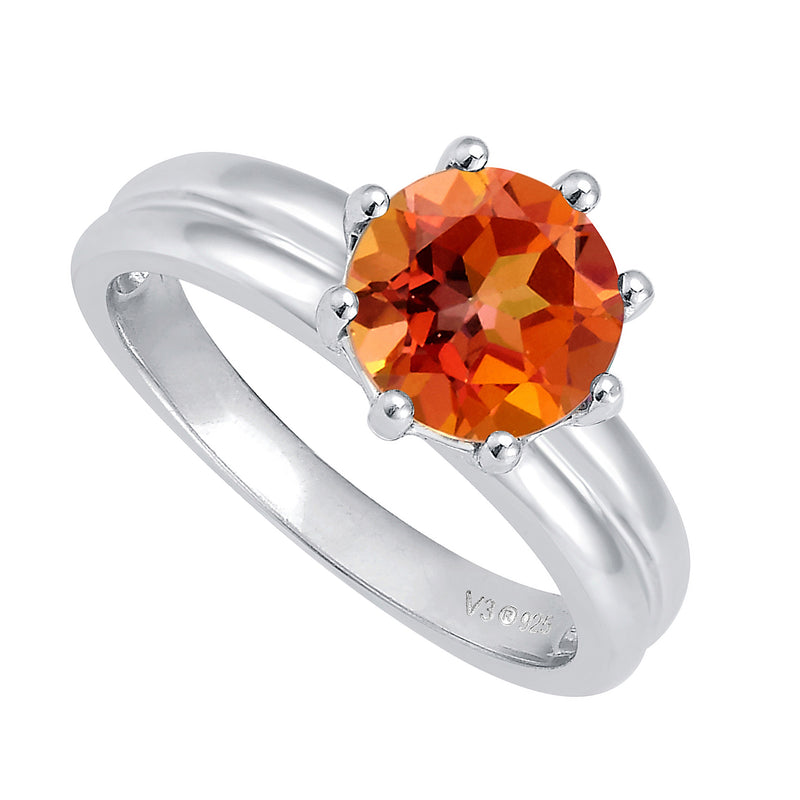 V3 Jewelry Fire Topaz Sterling Silver Solitaire Ring for Women