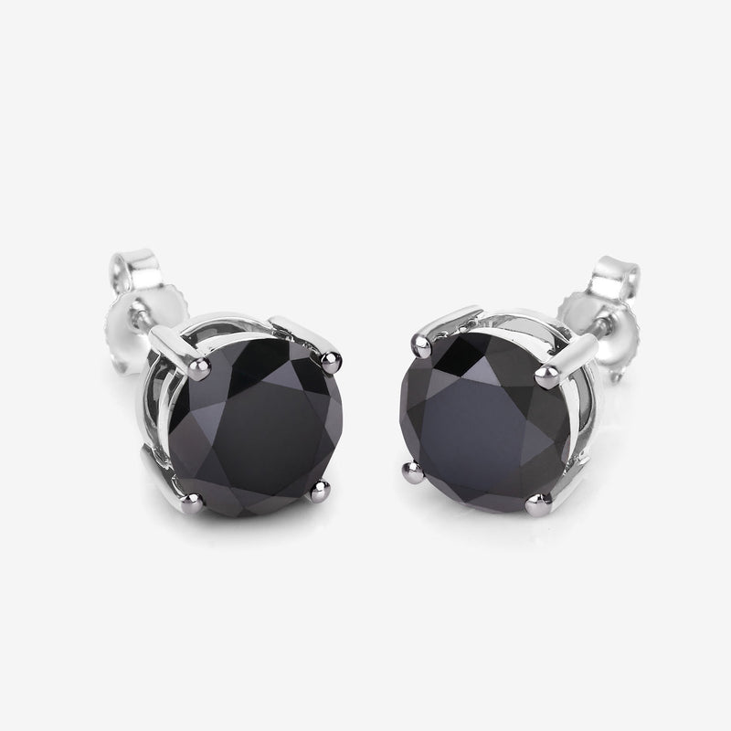 4.91 Carat Genuine Black Diamond 14K White Gold Earrings