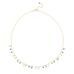 V3 Jewelry Natural Apatite, Amethyst and Champagne Zircon Angle Station 18K gold plated Necklace