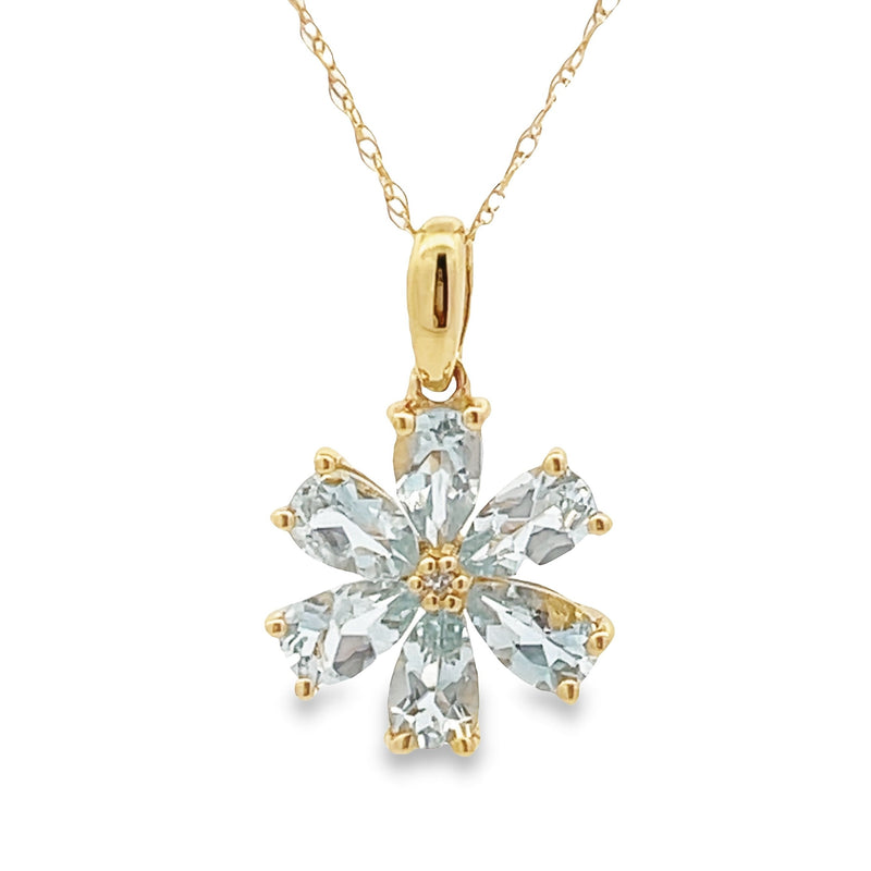 Aquamarine Diamond Fashion Pendants 14KT Yellow Gold