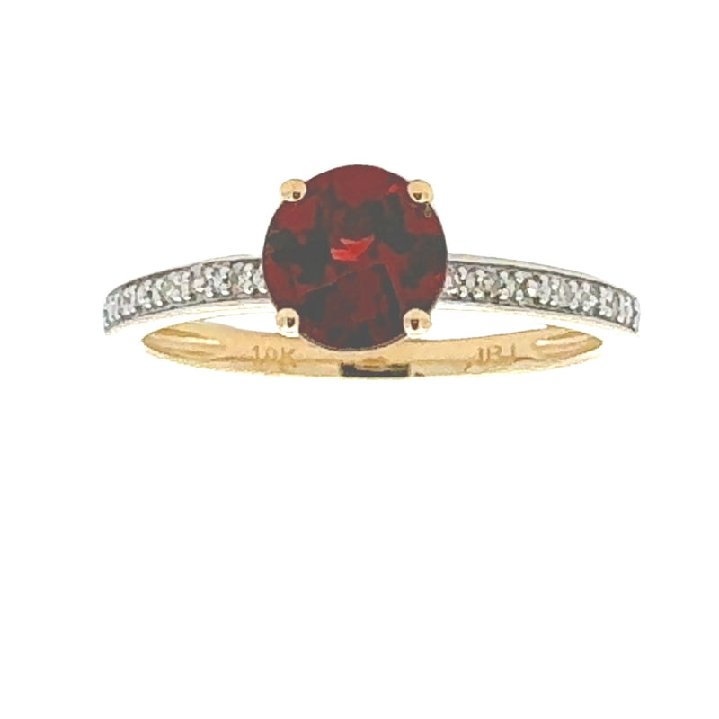 Natural 1.21ct Garnet Diamond Ring 10KT Yellow Gold