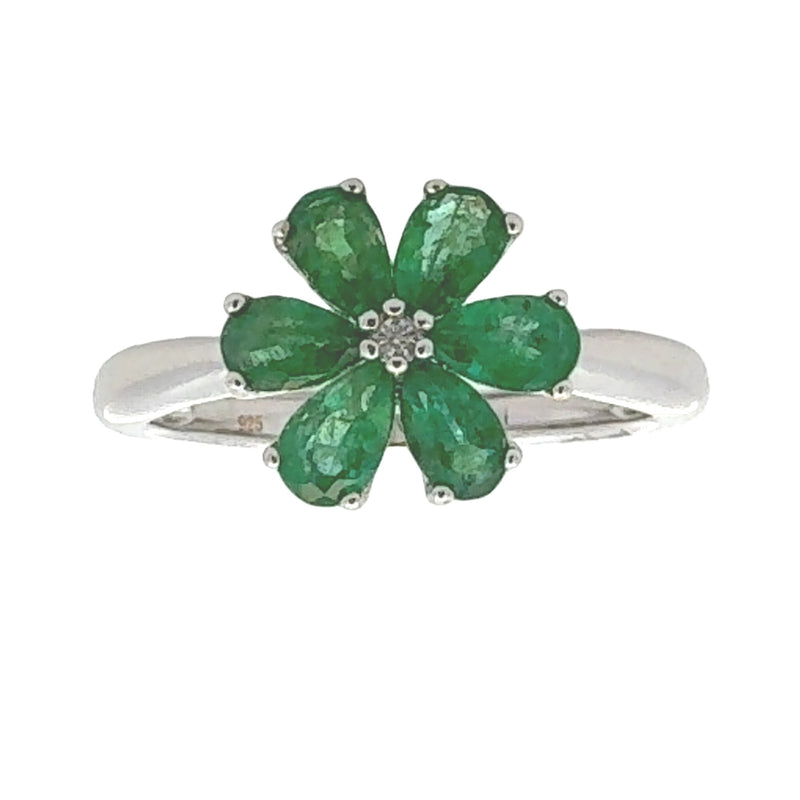 Genuine 1.14ct Emerald Zircon Ring Sterling Silver