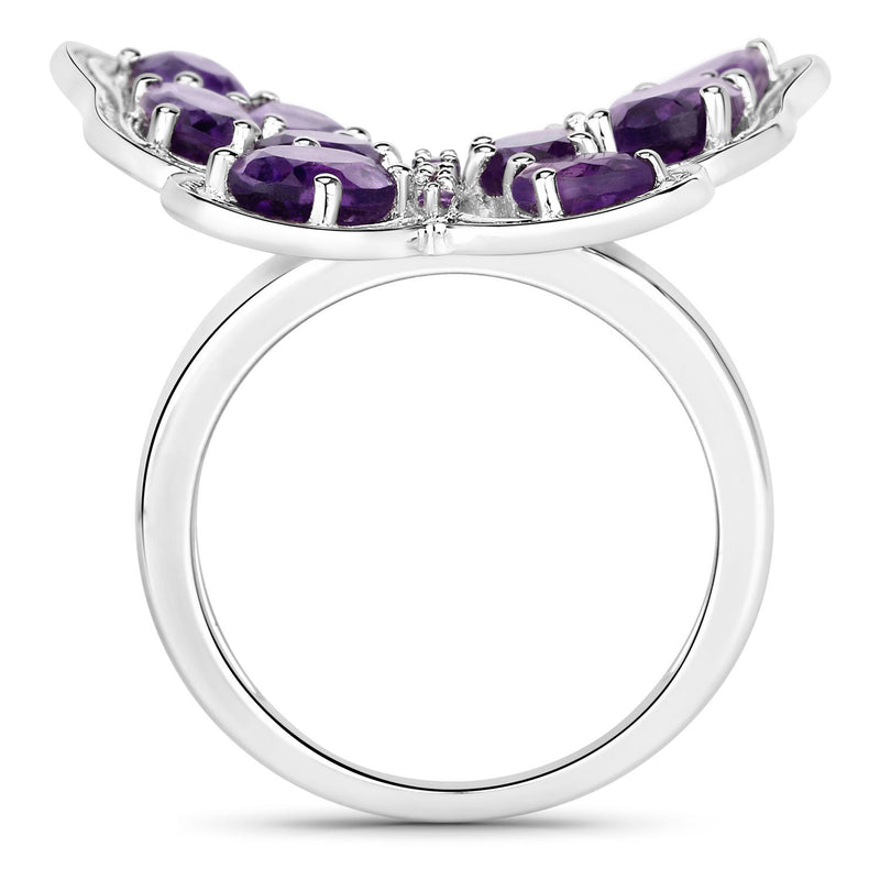 4.32 Carat Genuine Amethyst .925 Sterling Silver Ring