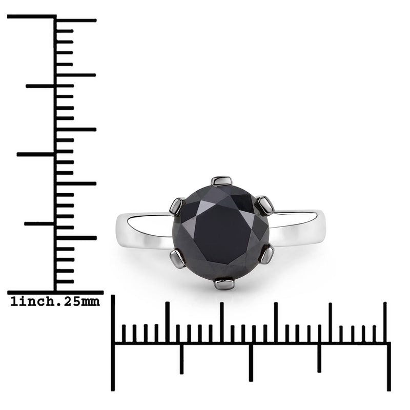 3.99 Carat Genuine Black Diamond 14K White Gold Ring