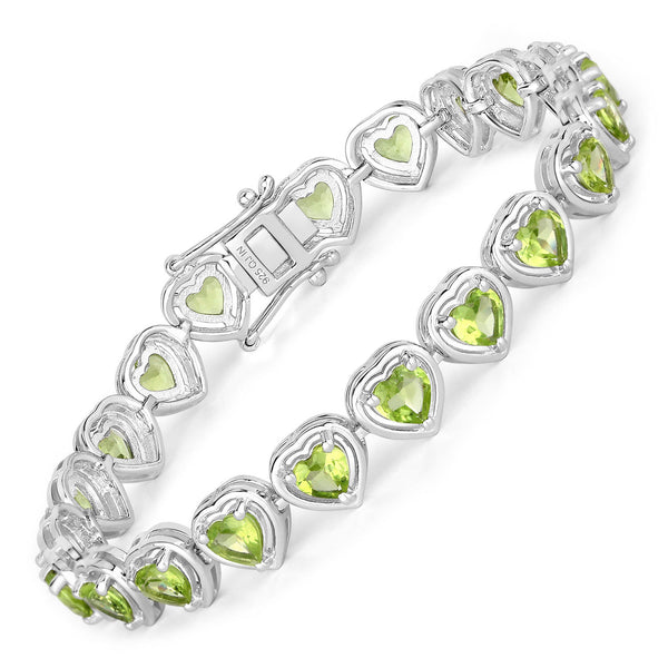 9.24 Carat Genuine Peridot .925 Sterling Silver Bracelet