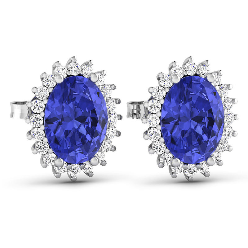 2.56 Carat Genuine Tanzanite and White Diamond 14K White Gold Earrings