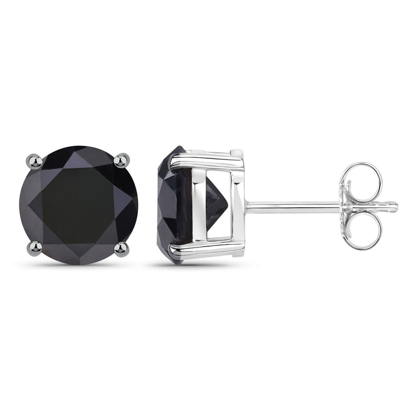 3.48 Carat Genuine Black Diamond 14K White Gold Earrings