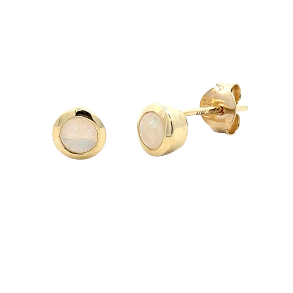 Natural .31ct Opal Stud Earrings 10KT Yellow Gold