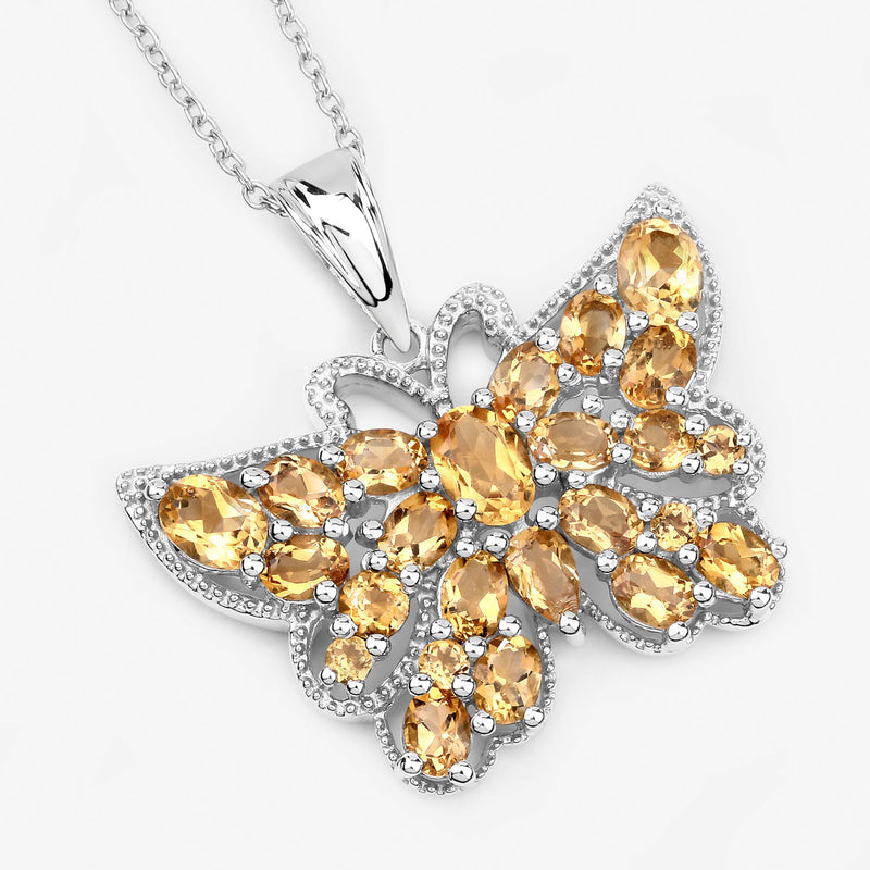 3.89 Carat Genuine Citrine .925 Sterling Silver Pendant