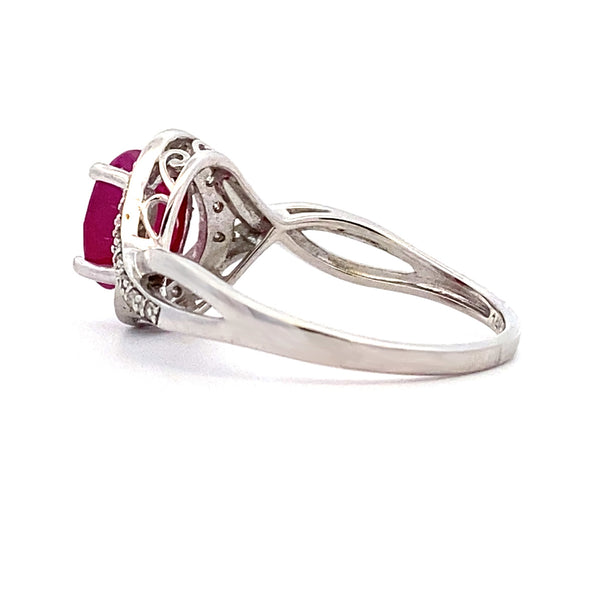 Natural 1.71ct Ruby Diamond Ring 14KT White Gold