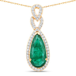 IGI Certified 1.90 Carat Genuine Zambian Emerald and White Diamond 14K Yellow Gold Pendant