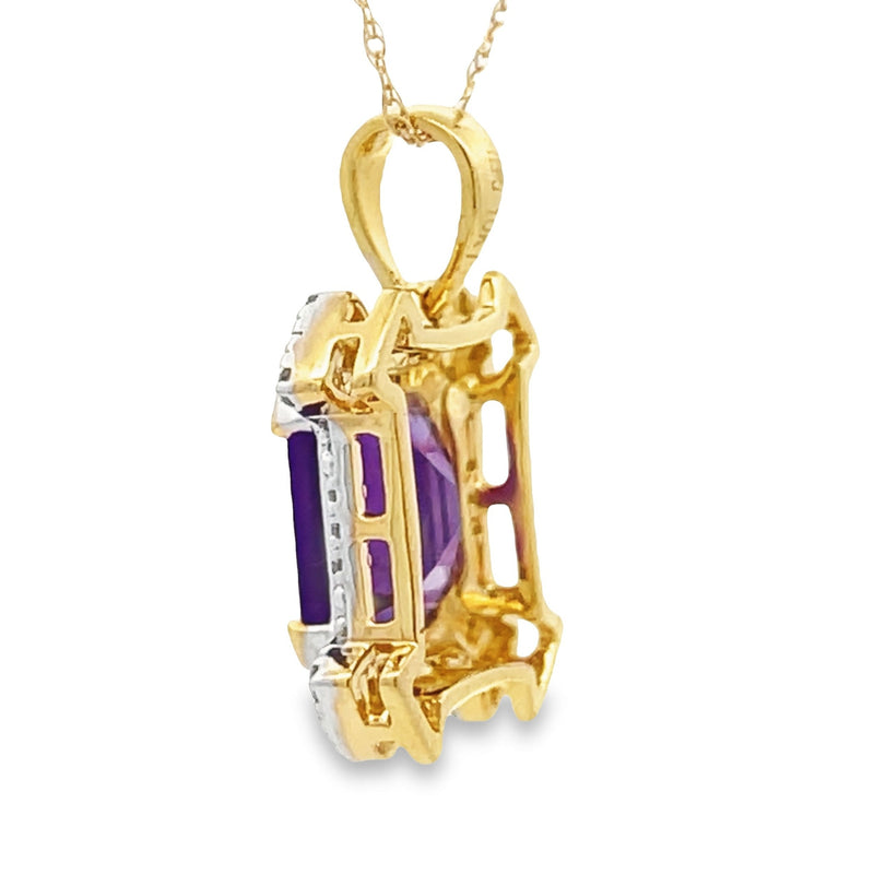 Amethyst Diamond Fashion Pendants 10KT Yellow Gold