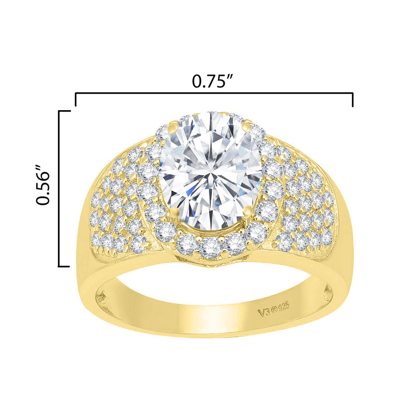 V3 Jewelry 18K Gold Plated Natural White Topaz Halo Ring