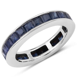 3.12 Carat Genuine Blue Sapphire .925 Sterling Silver Ring