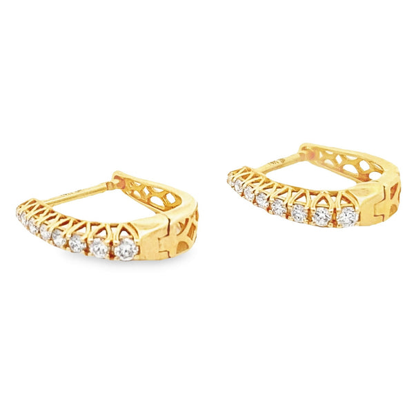 Genuine .25ct Diamond Hoop Earrings 14KT Yellow Gold