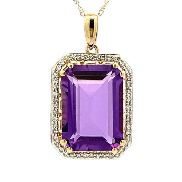 Amethyst Diamond Fashion Pendants 14KT Yellow Gold