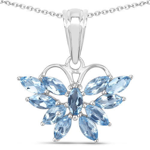 1.76 Carat Genuine Swiss Blue Topaz .925 Sterling Silver Pendant