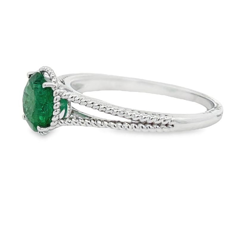 Genuine 1.28ct Emerald  14KT White Gold