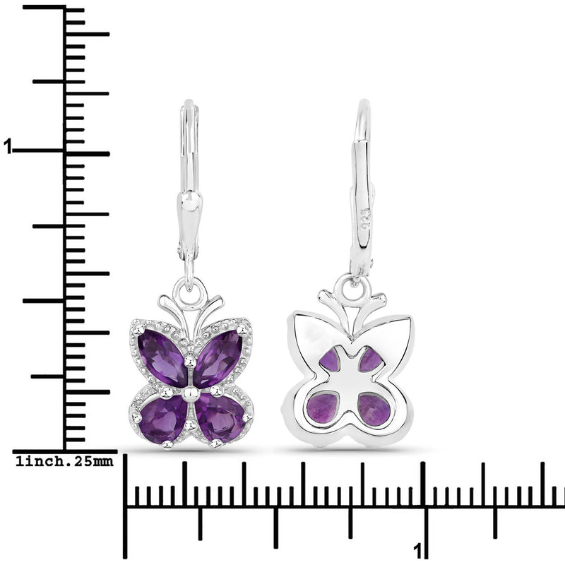 2.12 Carat Genuine Amethyst .925 Sterling Silver Earrings