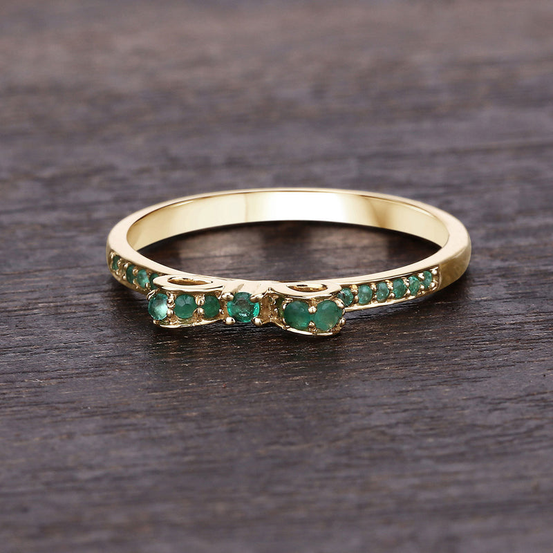 0.27 Carat Genuine Zambian Emerald 14K Yellow Gold Ring