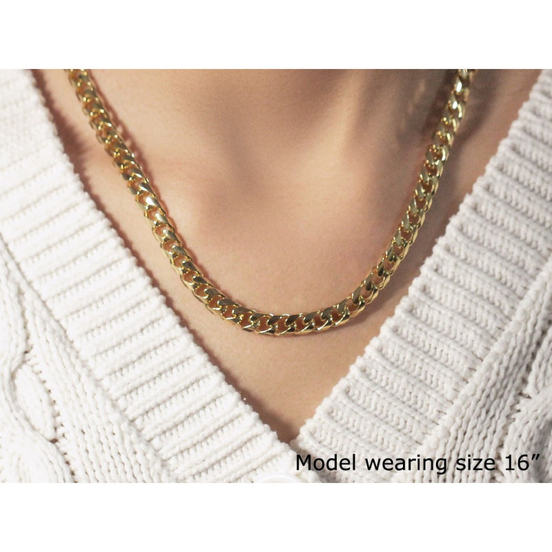 6.7mm 14k Yellow Gold Solid Miami Cuban Chain