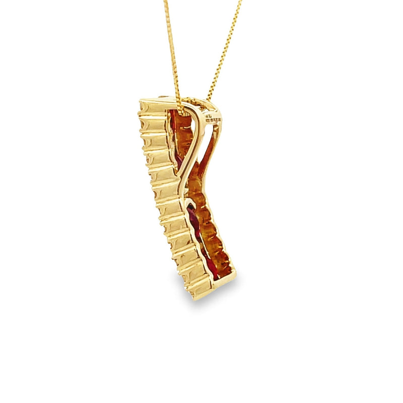 .98ct Ruby Diamond Fashion Pendants 14KT Yellow Gold